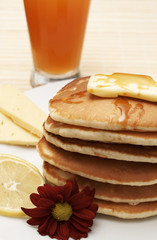 Stack of flapjacks with syrup