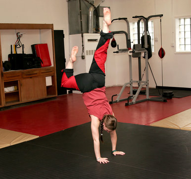 martial arts woman handstand