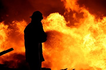 Fireman fighting a fire