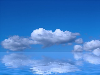  blue sky reflected in water 