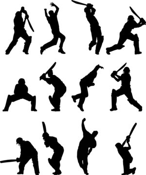 Cricket silhouettes