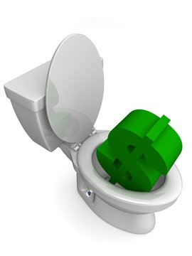 toilette mit dollarzeichen