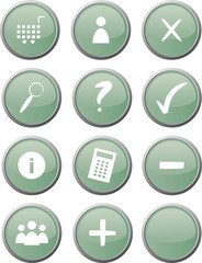 Zwölf grüne Web-Buttons für Web-Shop und E-commerce