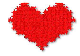 Fototapeta premium Red puzzle heart illustration