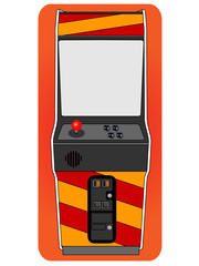 Classic arcade cabinet, old fashion gaming machine.