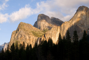 Bridal Veils Fall, Yosemite National Park at sunset