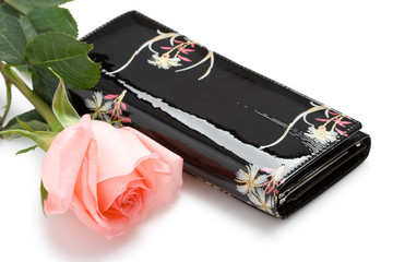 horizontal purse with rose