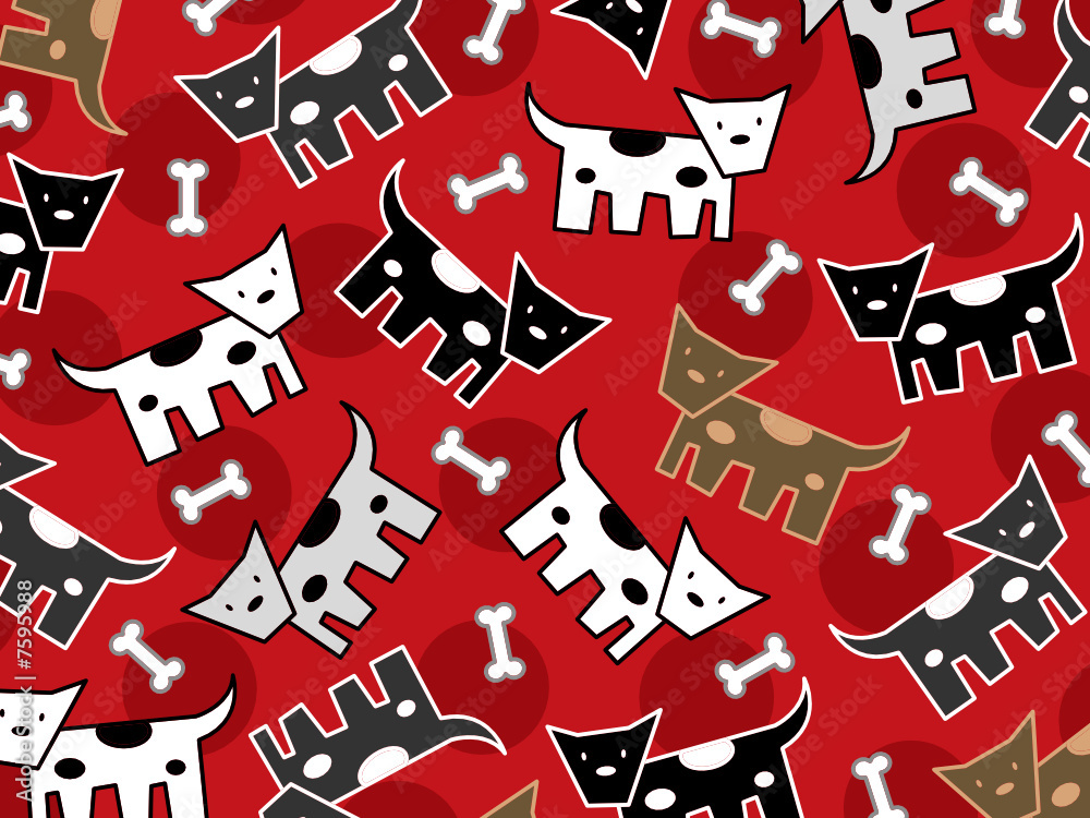 Wall mural spotted doggies pattern (vector) - illustration