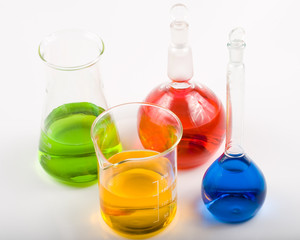 Various colorful flasks