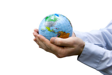 globe in hands