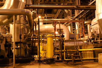 Pipes, tubes and machinery at a power plant
