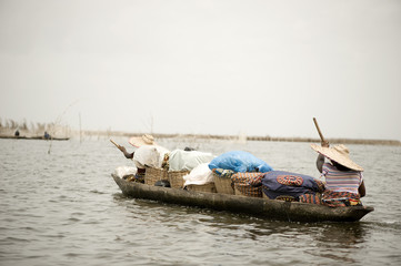 African women on a boat