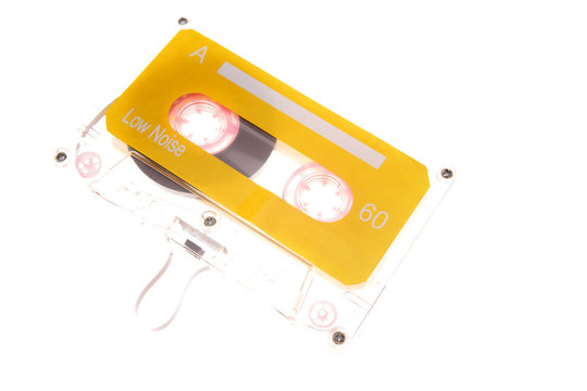Cassette tape over white