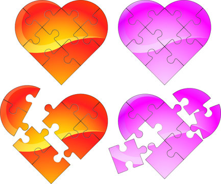 coeur puzzle vecteur - pièces détachables