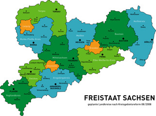 Freistaat Sachsen Landkreise2 - obrazy, fototapety, plakaty