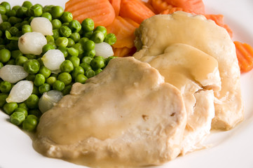 sliced white meat chicken dinner