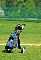 Putters in a golf bag