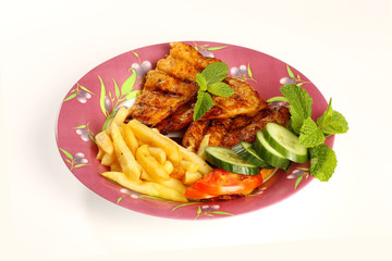 Middle eastern grilled hamour fish with mint leaves
