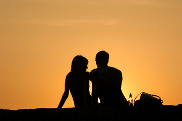 Loving Couple at Sunset