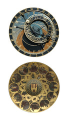 Prague Astronomical Clock Isolated on White