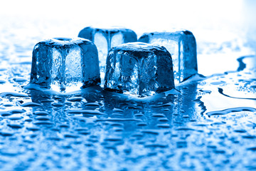 4 Eiswürfel im blauen Gegenlich