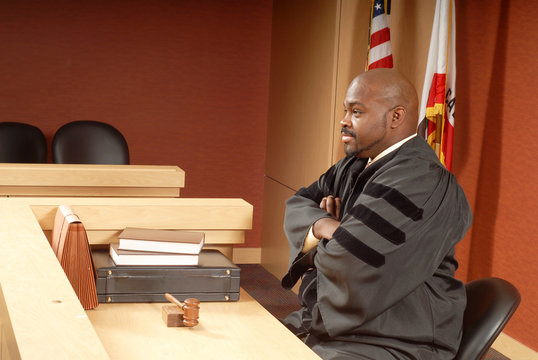 Judge presiding over trial