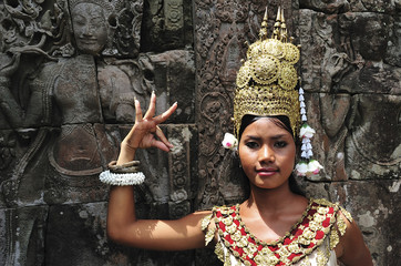 Cambodia, Angkor: Apsara in BAYON temple - 7629901