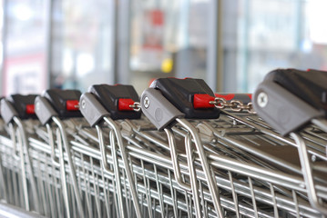 Empty shopping carts waiting for clients