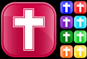 Cross  symbol on shiny square buttons