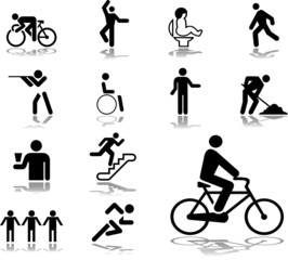 Set buttons. Pictographs of people