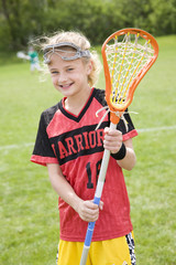 Smiling lacrosse player