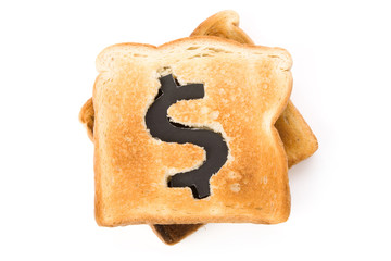 bread slice with dollar sign