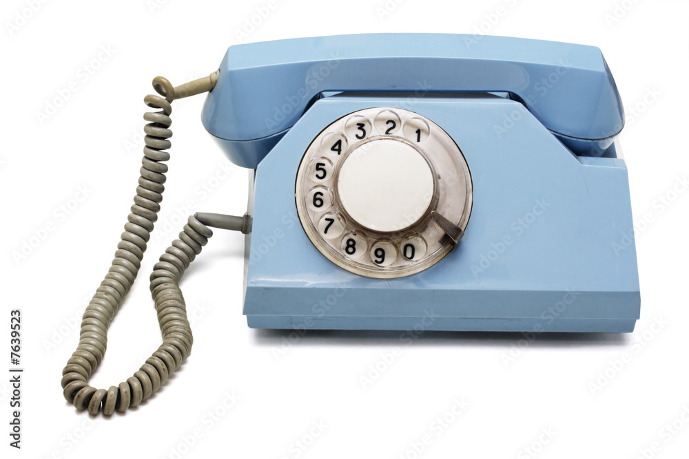 Wall mural Blue retro telephone