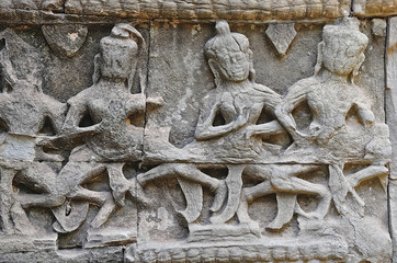 Cambodia; Angkor; Ta Prohm  temple: Apsaras