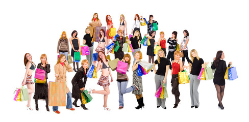 Fototapeta premium isolated vrowd of shopping crowd