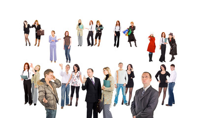 Fototapeta premium crowd of small groups and single people - isolated