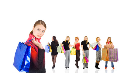 Obraz premium shopping girls