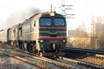 Fototapeta na wymiar train (ficus is on headlights)
