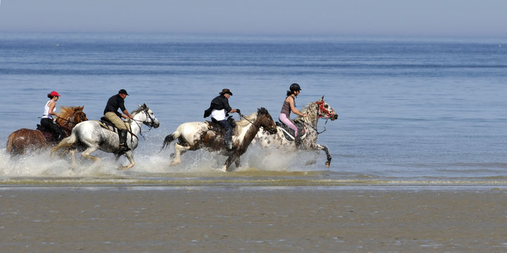 cavaliers sur la plage