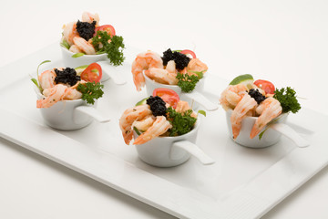 prawn appetizer with caviar
