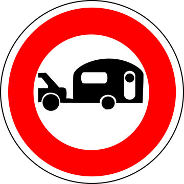 a0158 - Panneau interdiction aux CARAVANES tract&eacute;es