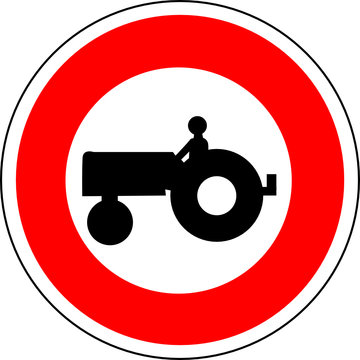 a0164 - Panneau interdit aux ENGINS AGRICOLES