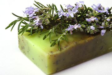 Skincare, natural rosemary soap.