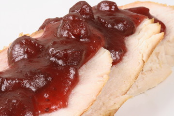 organic turkey  breast  with cranberry sauce 