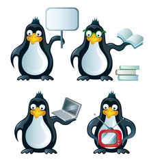 Fototapeta premium Set of icons with penguins