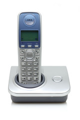 Silver cordless phone
