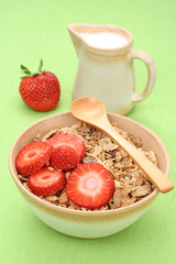 healthy breakfast - musli and strawberries