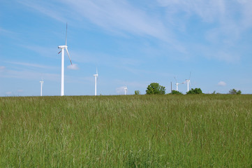 Feld mit Windrädern