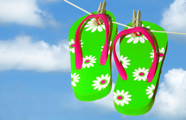 Flip Flops Drying on Line