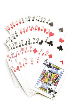 Playing cards on white